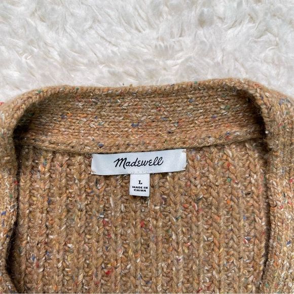 Madewell Cameron Ribbed Cardigan Sweater in Coziest Yarn Tan/Rainbow in L - Picture 3 of 11